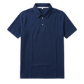 Navy Blue Textured Seersucker Knit Polo Shirt For Unisex